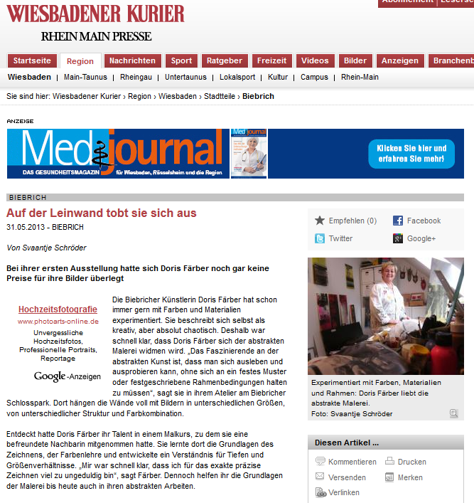 Doris Färber im Wiesbadener Kurier vor Ort